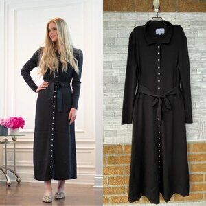 APPARALEL KNIT BUTTON DOWN MAXI DRESS IN BLACK XXL